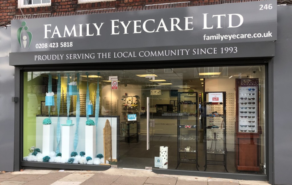 Family Eyecare Ltd store front at 246 Northolt Road, South Harrow